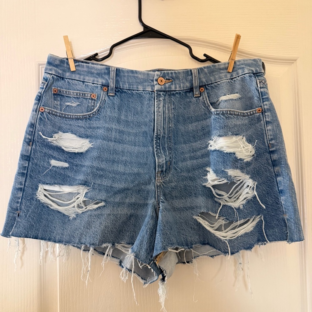 American Eagle Outfitters Distressed Light Blue Denim Shorts